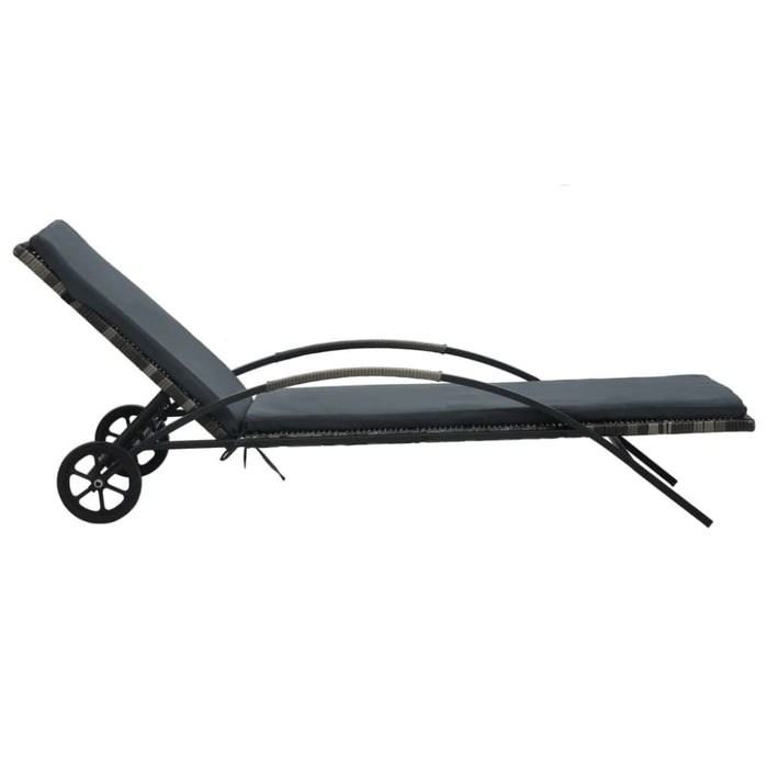 Sun Loungers with Table Poly Rattan Anthracite Aiiai