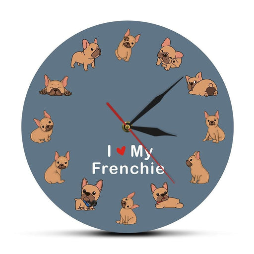 I Love My Frenchie Puppy Dog Printed Wall Clock Breed