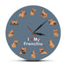 I Love my Frenchie Puppy Dog Printed Wall Clock Breed