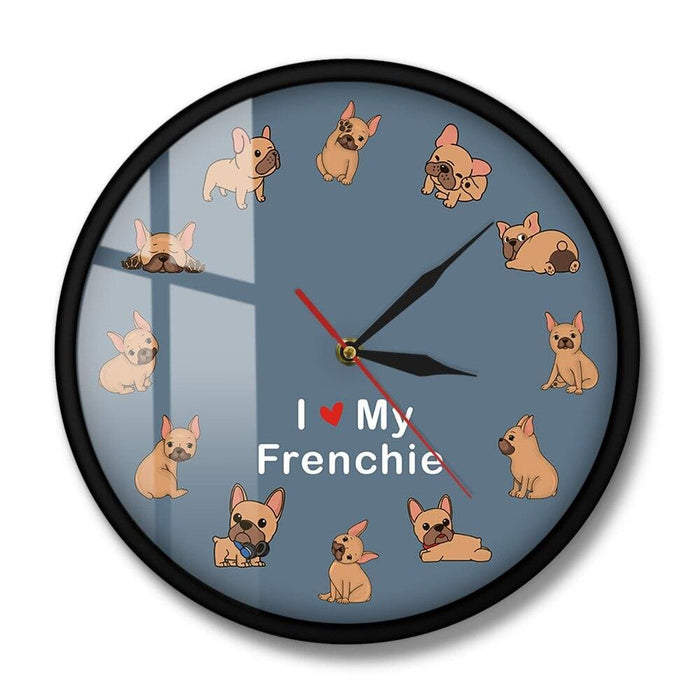 I Love my Frenchie Puppy Dog Printed Wall Clock Breed