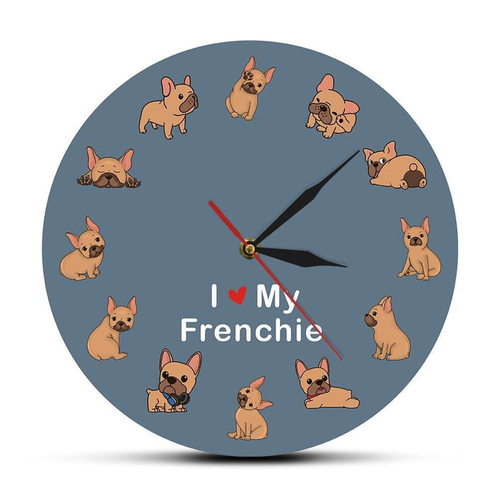 I Love my Frenchie Puppy Dog Printed Wall Clock Breed