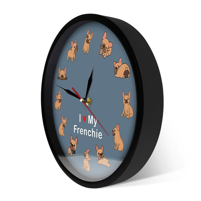 I Love my Frenchie Puppy Dog Printed Wall Clock Breed