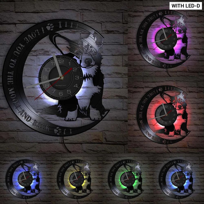 Love you to the Moon Corgi Vinyl Record Clock