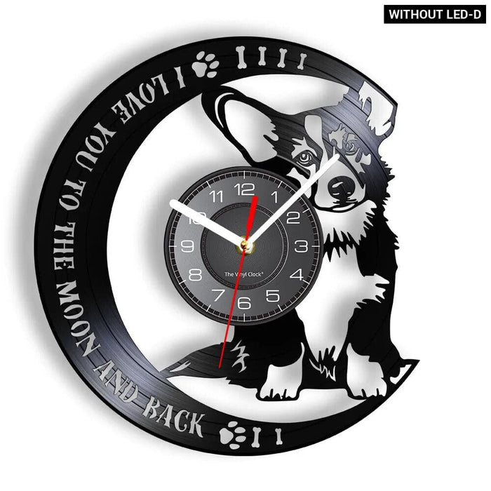 Love you to the Moon Corgi Vinyl Record Clock