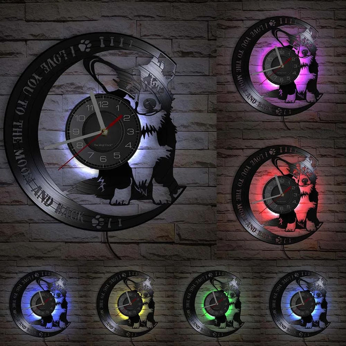 Love you to the Moon Corgi Vinyl Record Clock