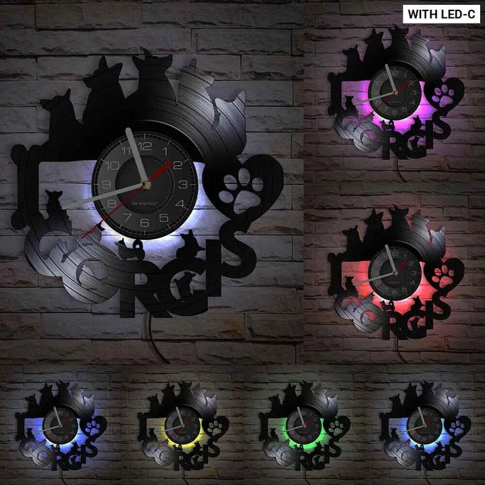 Love you to the Moon Corgi Vinyl Record Clock