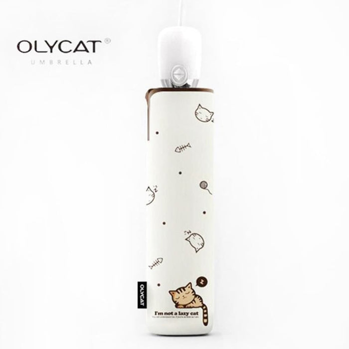 Lovely Cat Design Black Coating Automatic Umbrella