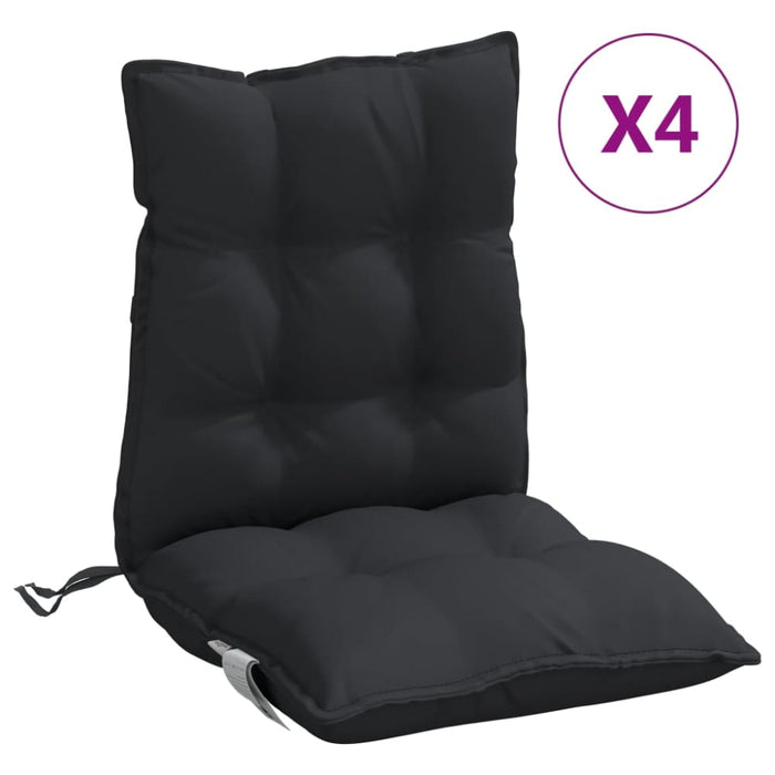 Lowback Chair Cushions 4 Pcs Black Oxford Fabric Tiilkt
