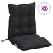 Lowback Chair Cushions 6 Pcs Black Oxford Fabric Tiilka