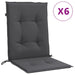 Lowback Chair Cushions 6 Pcs Melange Anthracite 100x50x4 Cm