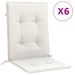 Lowback Chair Cushions 6 Pcs Melange Cream 100x50x4 Cm