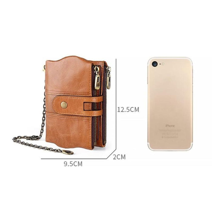 Lt3539 Cowhide Leather Zipper Buckle Anti-magnetic Rfid