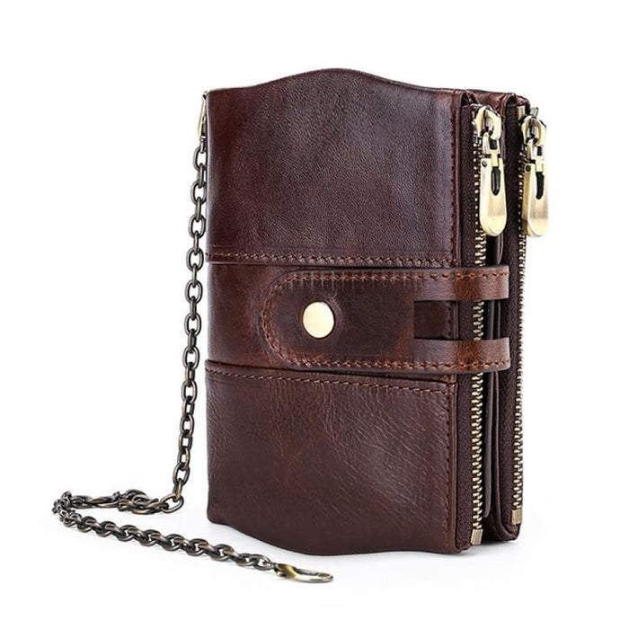 Lt3539 Cowhide Leather Zipper Buckle Anti-magnetic Rfid