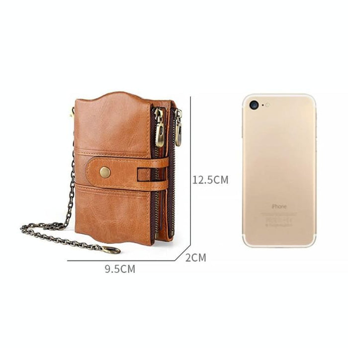 Lt3539 Cowhide Leather Zipper Buckle Anti-magnetic Rfid