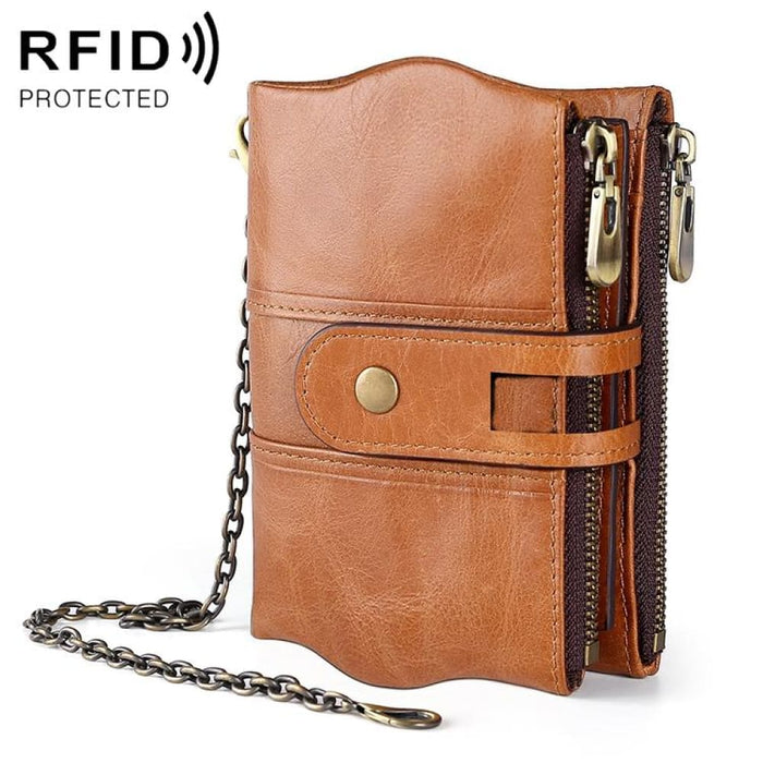 Lt3539 Cowhide Leather Zipper Buckle Anti-magnetic Rfid