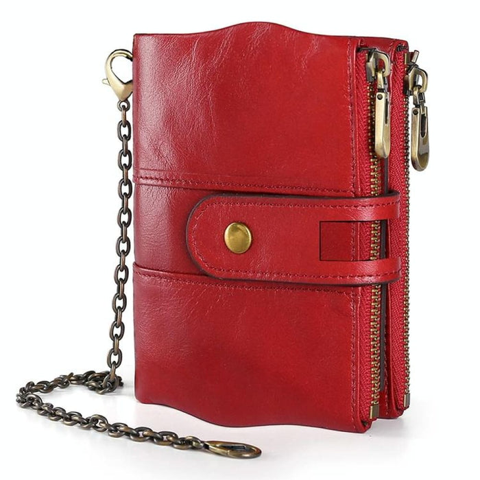 Lt3539 Cowhide Leather Zipper Buckle Anti-magnetic Rfid