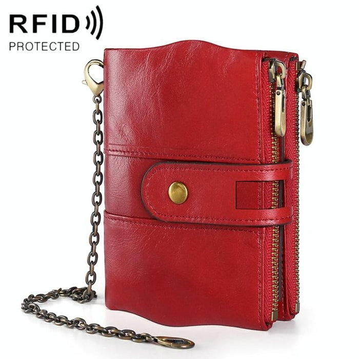 Lt3539 Cowhide Leather Zipper Buckle Anti-magnetic Rfid
