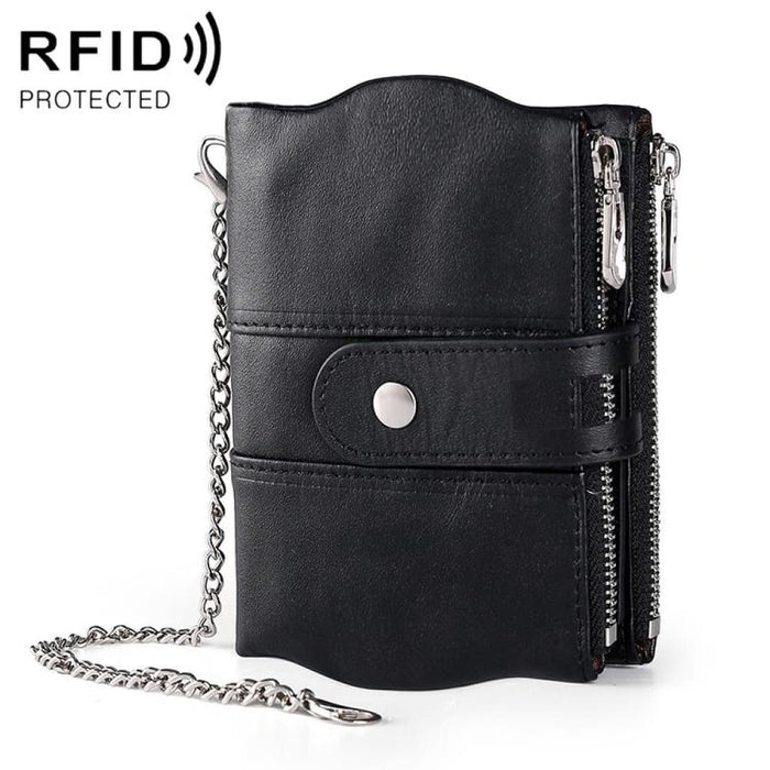 Lt3539 Cowhide Leather Zipper Buckle Anti-magnetic Rfid
