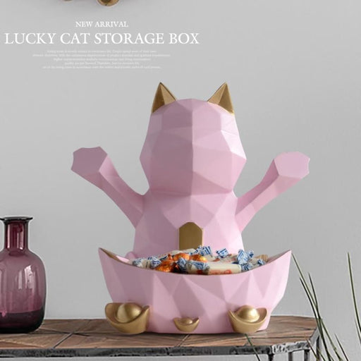 Lucky Cat Figurine Statue Wall Storage Box