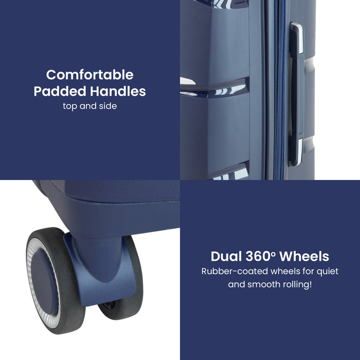 3Pc Eos Luggage Set Hard Shell Suitcase Abs+Pc - Blue