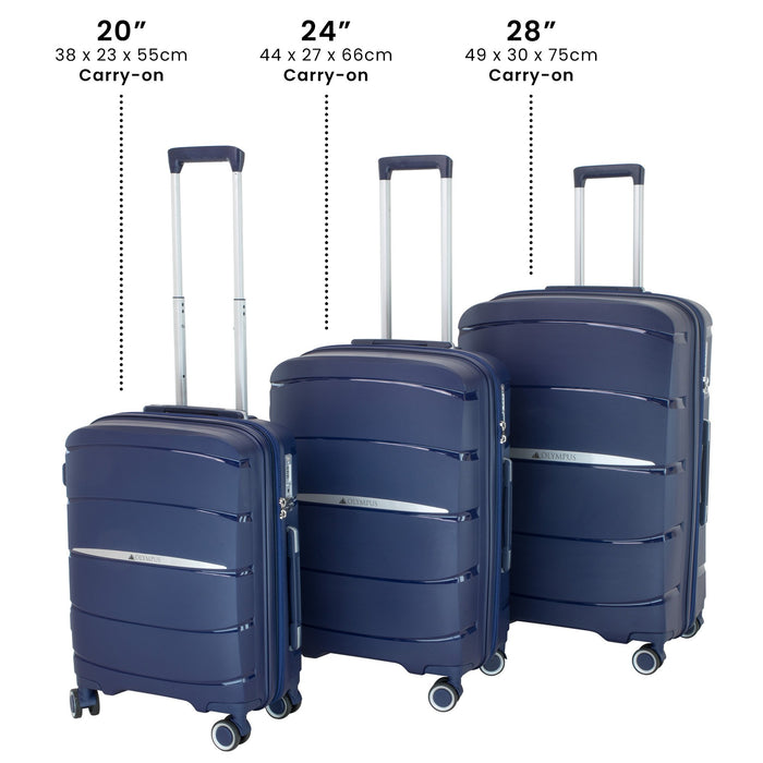 3Pc Eos Luggage Set Hard Shell Suitcase Abs+Pc - Blue