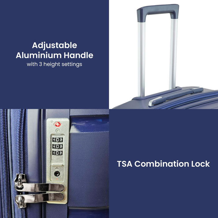 3Pc Eos Luggage Set Hard Shell Suitcase Abs+Pc - Blue