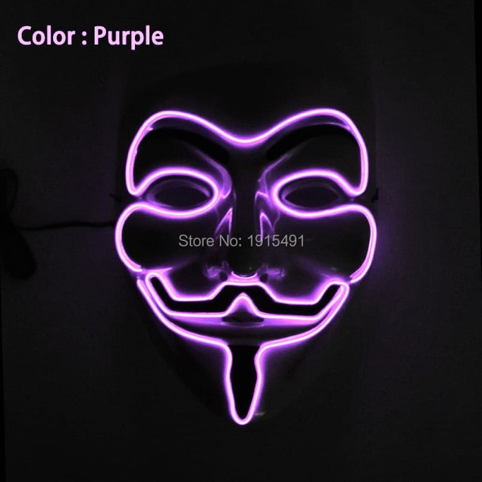 Luminous Led Neon Light Mask v for Vendetta Guy Fawkes