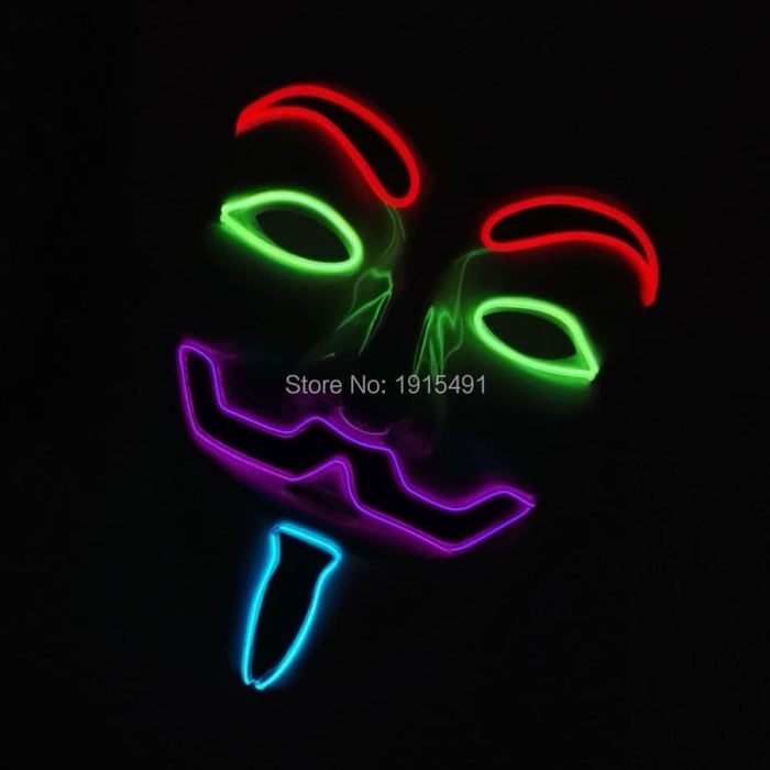 Luminous Led Neon Light Mask v for Vendetta Guy Fawkes