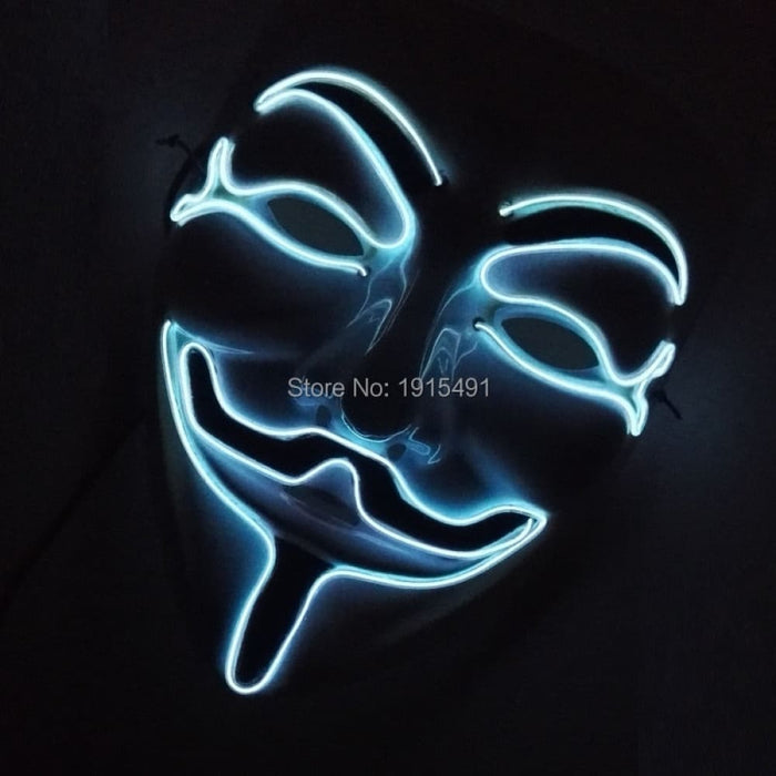 Luminous Led Neon Light Mask v for Vendetta Guy Fawkes