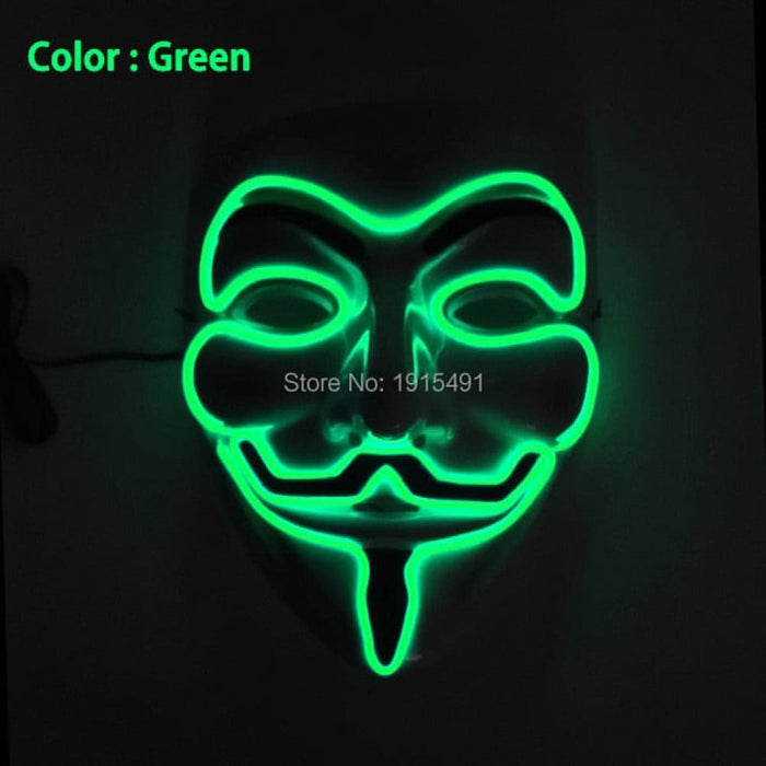 Luminous Led Neon Light Mask v for Vendetta Guy Fawkes
