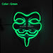 Luminous Led Neon Light Mask v for Vendetta Guy Fawkes