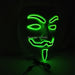 Luminous Led Neon Light Mask v for Vendetta Guy Fawkes