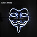 Luminous Led Neon Light Mask v for Vendetta Guy Fawkes