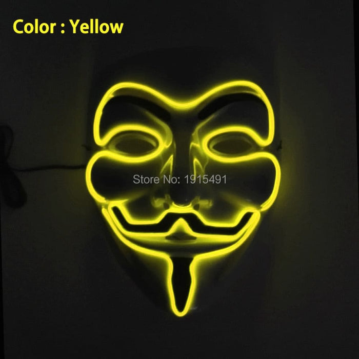 Luminous Led Neon Light Mask v for Vendetta Guy Fawkes