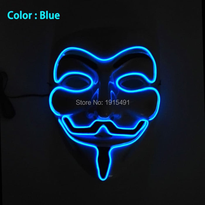 Luminous Led Neon Light Mask v for Vendetta Guy Fawkes