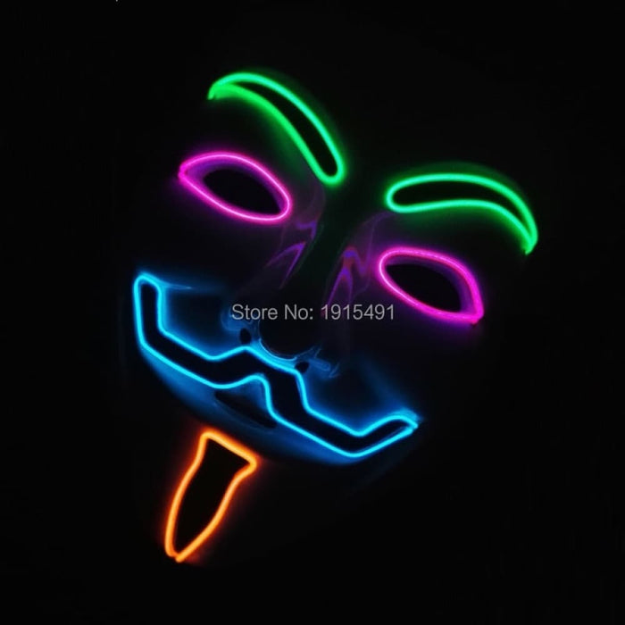 Luminous Led Neon Light Mask v for Vendetta Guy Fawkes