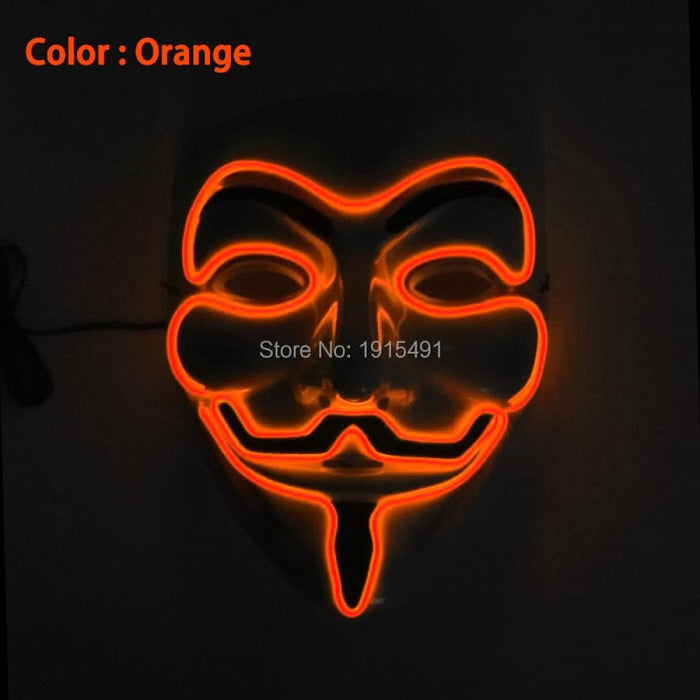 Luminous Led Neon Light Mask v for Vendetta Guy Fawkes