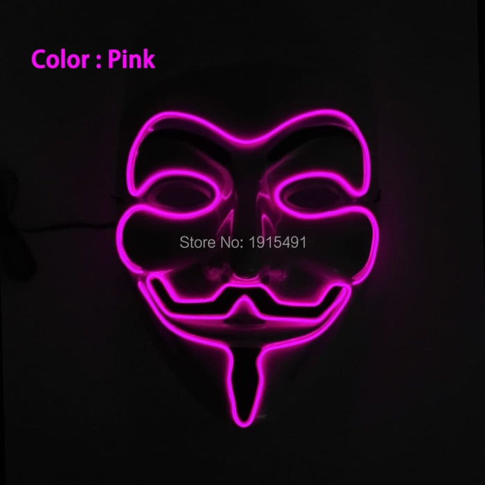Luminous Led Neon Light Mask v for Vendetta Guy Fawkes