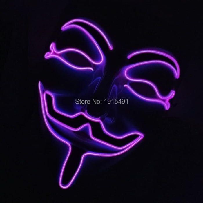 Luminous Led Neon Light Mask v for Vendetta Guy Fawkes