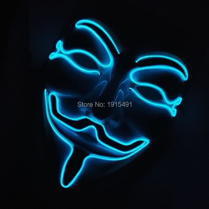 Luminous Led Neon Light Mask v For Vendetta Guy Fawkes