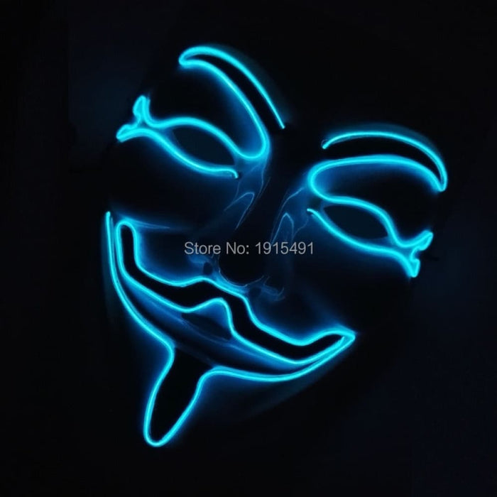 Luminous Led Neon Light Mask v for Vendetta Guy Fawkes