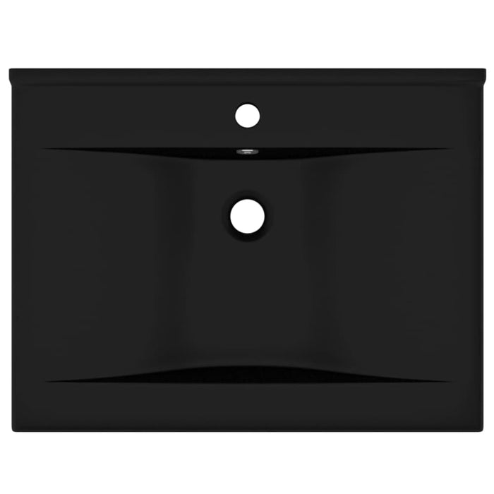 Luxury Basin with Faucet Hole Matt Black 60x46 Cm Ceramic