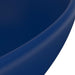 Luxury Basin Oval-shaped Matt Dark Blue 40x33 Cm Ceramic