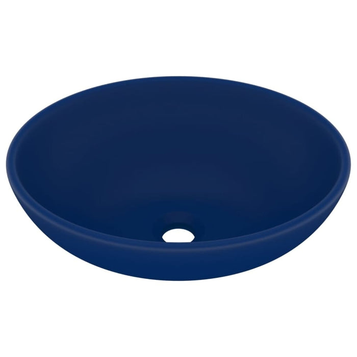 Luxury Basin Oval-shaped Matt Dark Blue 40x33 Cm Ceramic