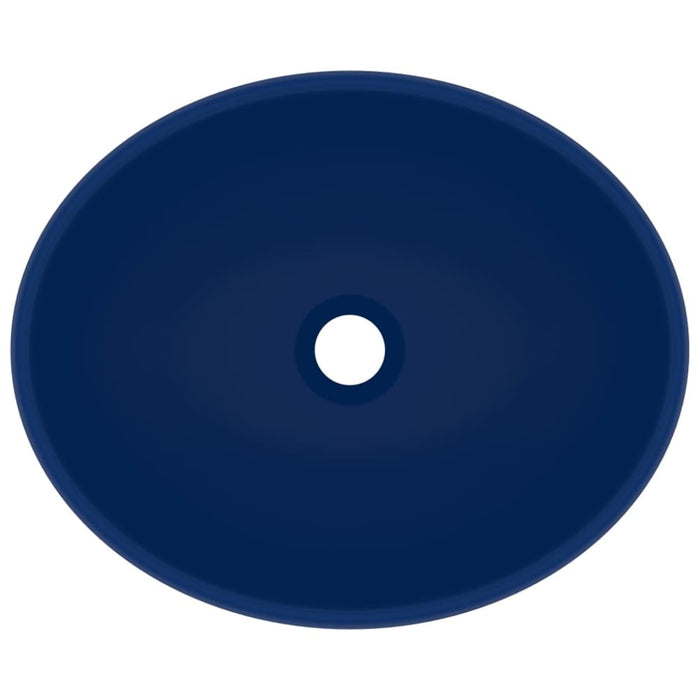 Luxury Basin Oval-shaped Matt Dark Blue 40x33 Cm Ceramic