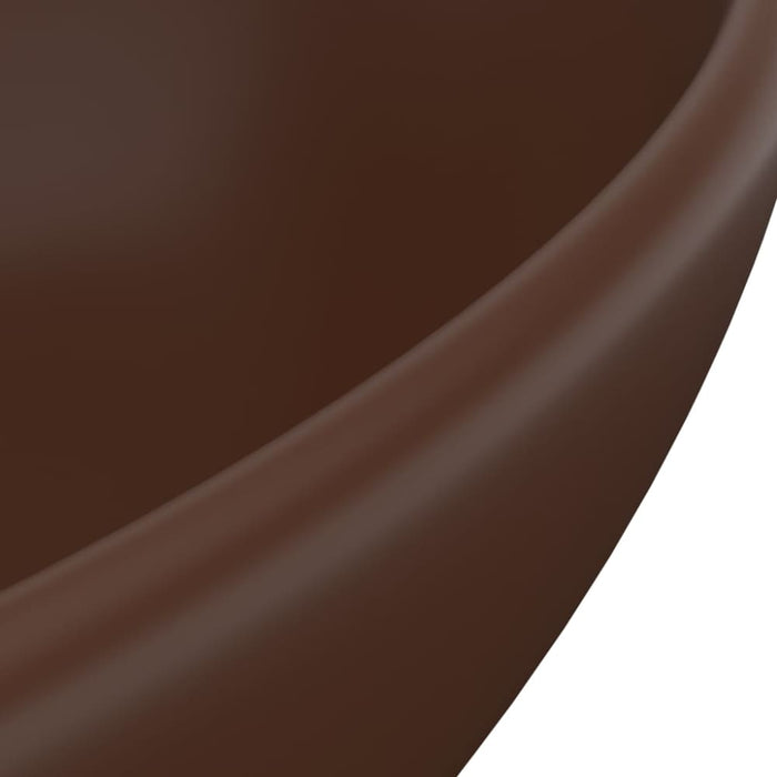 Luxury Basin Oval - shaped Matt Dark Brown 40x33 Cm Ceramic