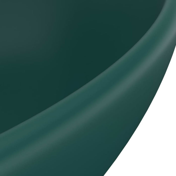 Luxury Basin Oval-shaped Matt Dark Green 40x33 Cm Ceramic