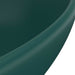 Luxury Basin Oval-shaped Matt Dark Green 40x33 Cm Ceramic