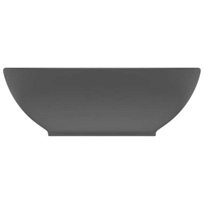 Luxury Basin Oval - shaped Matt Dark Grey 40x33 Cm Ceramic
