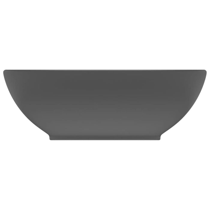Luxury Basin Oval-shaped Matt Dark Grey 40x33 Cm Ceramic